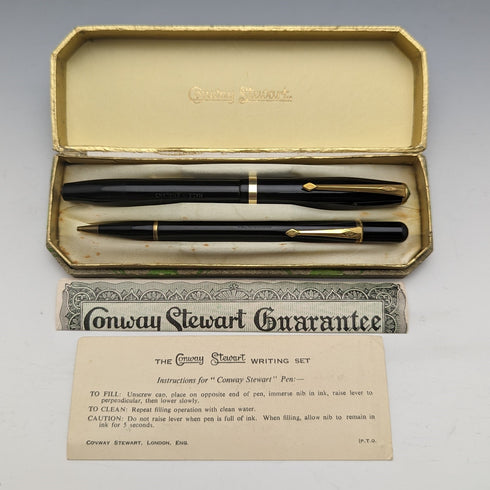 英国ヴィンテージ コンウェイ・スチュワート 万年筆 ペンシルセット ブラック 箱入り